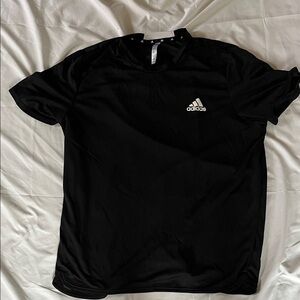 adidas Black Short Sleeve Athletic Tee with White Logo
